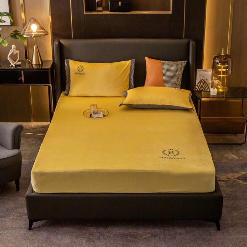 Bộ ga gối mùa đông nỉ nhung thêu 3 món cao cấp đủ kích thước