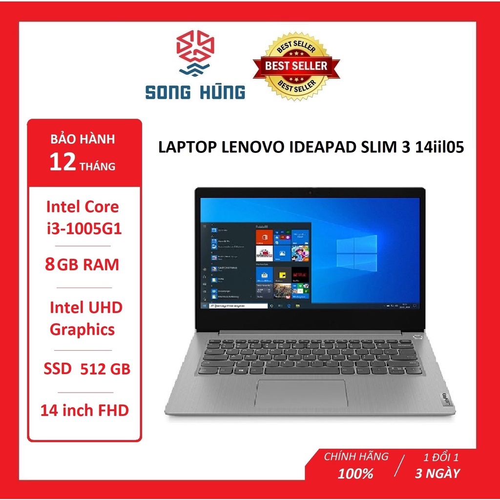 Laptop Lenovo Ideapad Slim 3 14IIL05 i3 1005G1/8GB/512GB SSD/WIN10