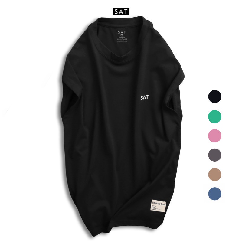 Áo thun ba lỗ tanktop nam trơn SAT-01, vải cotton mềm mịn, dày dặn, trẻ trung chuẩn form SAT