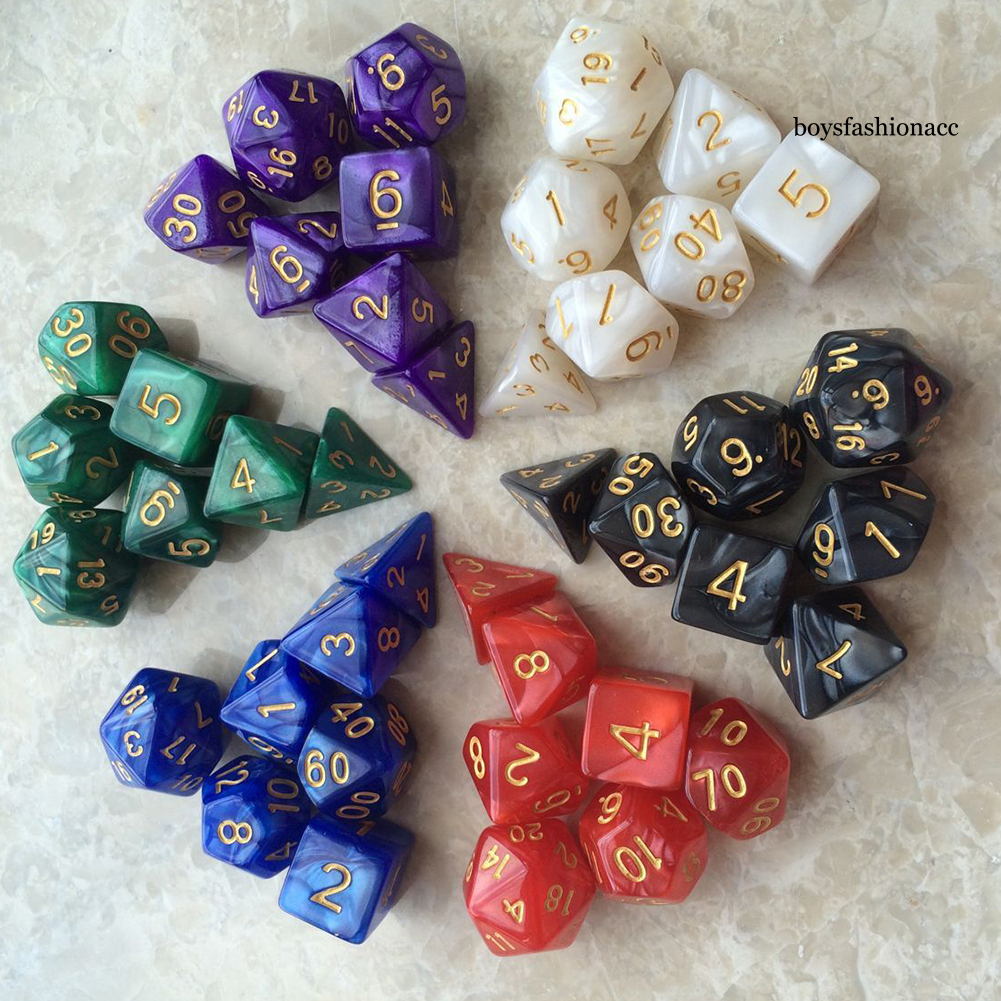 EDUT 7Pcs KTV Party Multicolor Polyhedral Numbers Dice Table Board Game Supply Gift