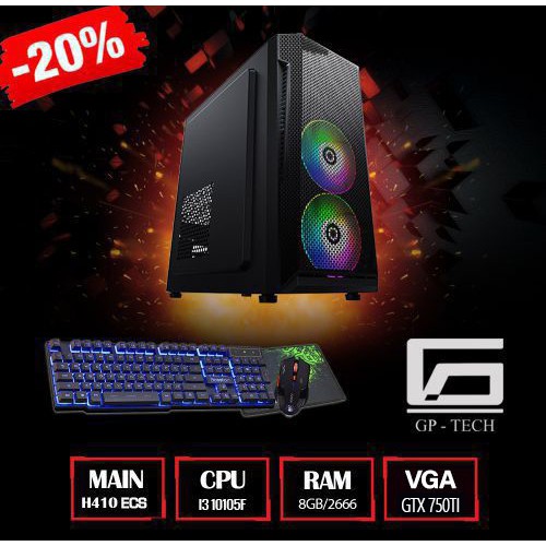 Máy Gaming VIP i3 10105F + Main H410 + 10050Ti - chiến PUPG, FO4, LOL