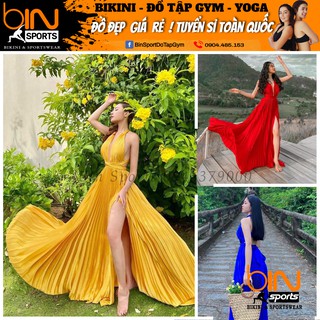 Đầm Maxi Lụa Thun Dập Ly Nhiều Màu Đi Biển Du Lịch Chụp Ảnh Sống Ảo Cực Sang Bin Sports MA010