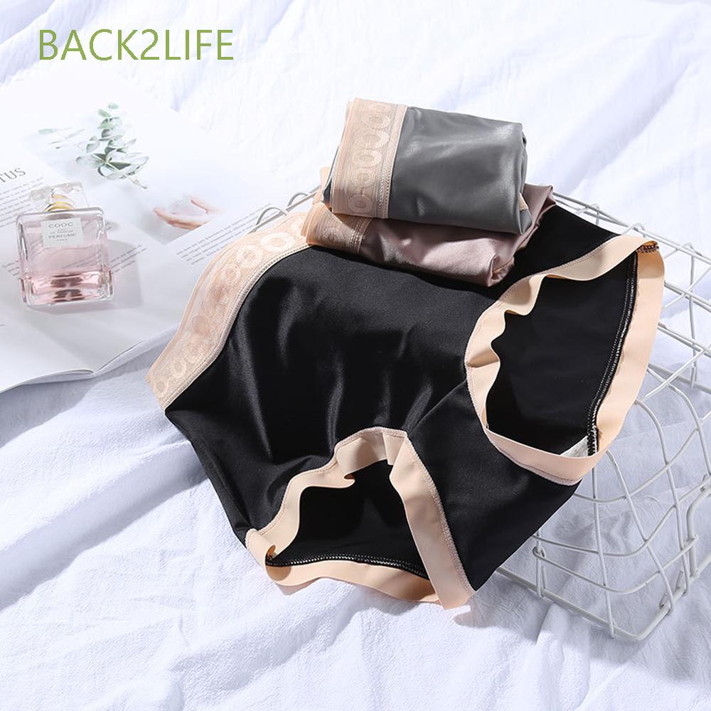 Bộ 2 Quần Lót Lụa Satin Không Đường May Màu Trơn Thời Trang Quyến Rũ Cho Nữ