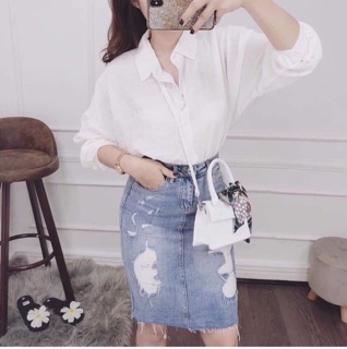 Sơ mi trắng thụng
