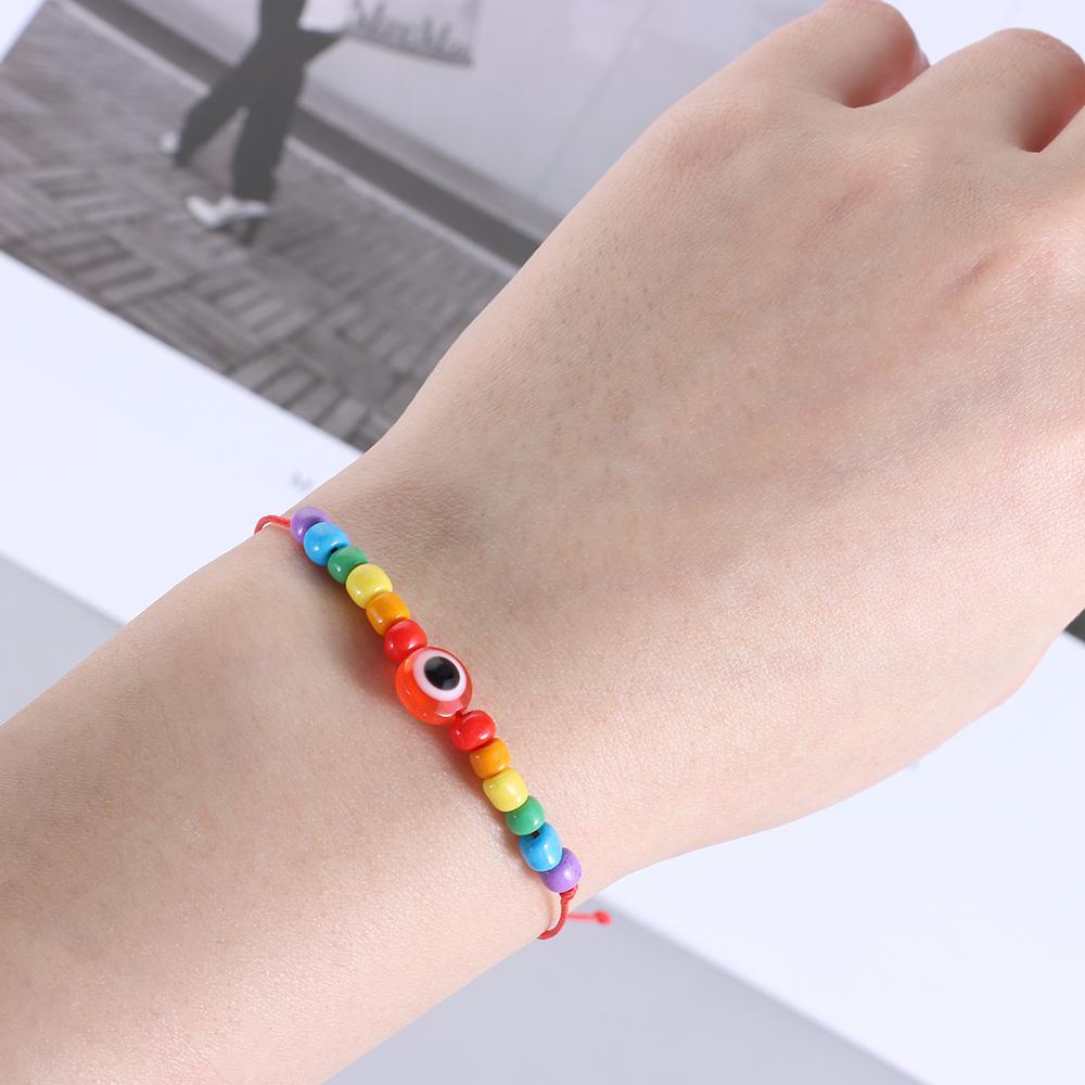 Vòng Tay Dây Xỏ Hạt Màu Cầu Vồng LGBT Thời Trang Có Thể Điều Chỉnh Cho Nam Và Nữ