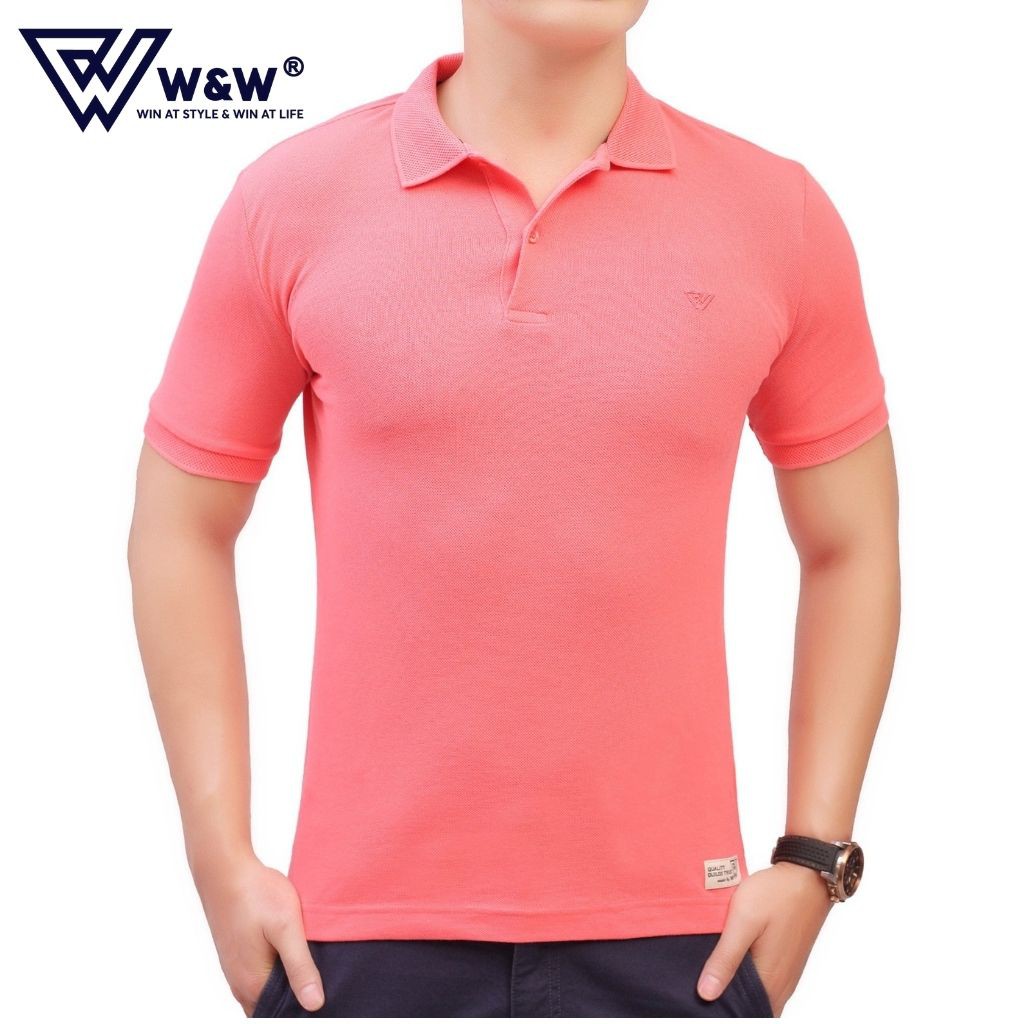 Áo Thun Polo Nam W&W Dáng Slim Fit- Cổ Đức Bẻ Phối Hai Khuy Màu Trơn, Chất Liệu Thoáng Mát, Bền Màu POLO04