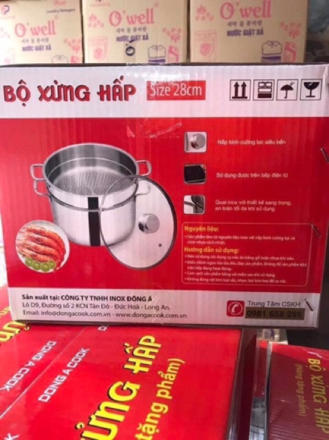 Bộ nồi xửng hấp inox Đông Á cook đáy từ( sz 20 -24và 28cm)