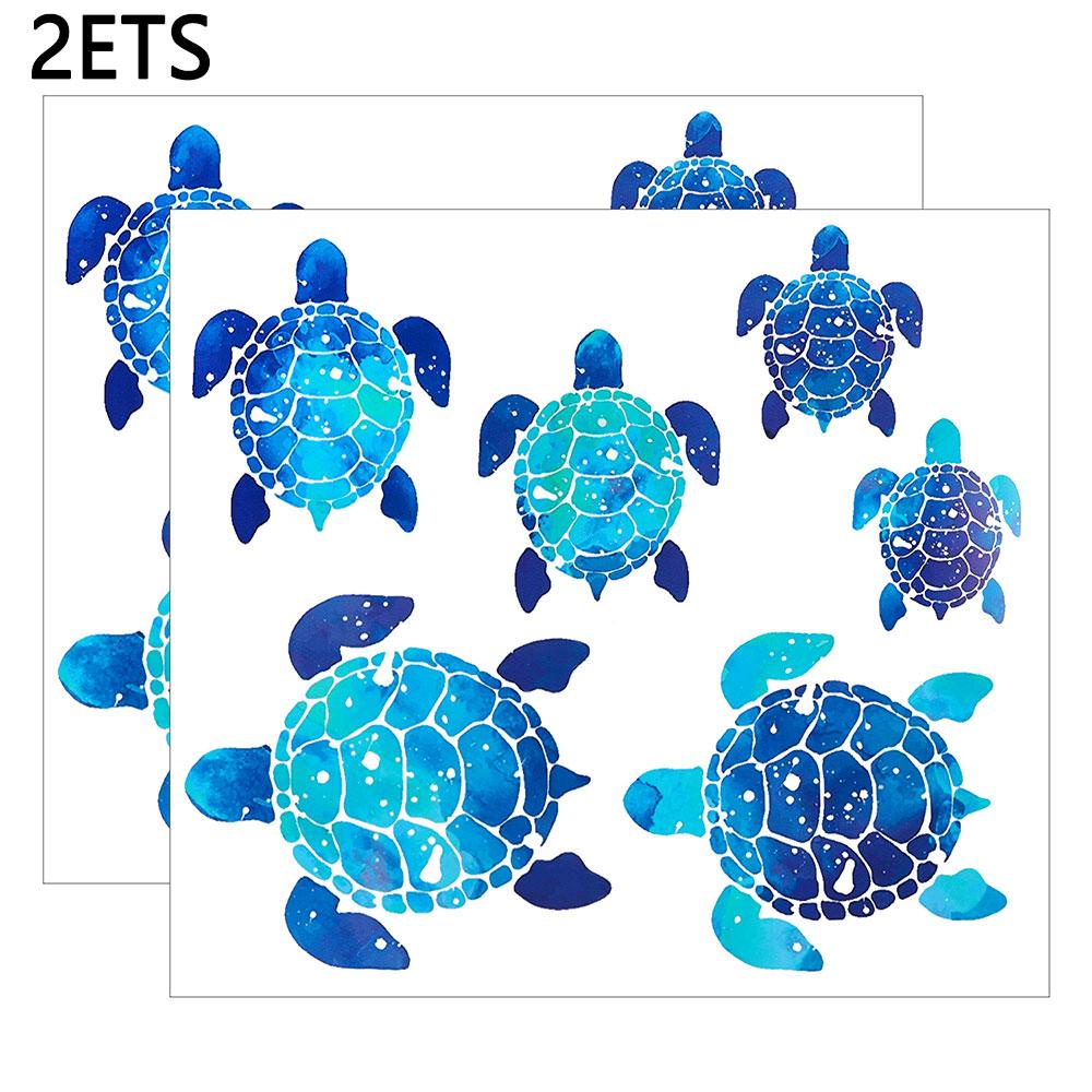 Set 2 / 12 Sticker Dán Tường Hình Rùa Biển Chống Thấm Nước Trang Trí Văn Phòng