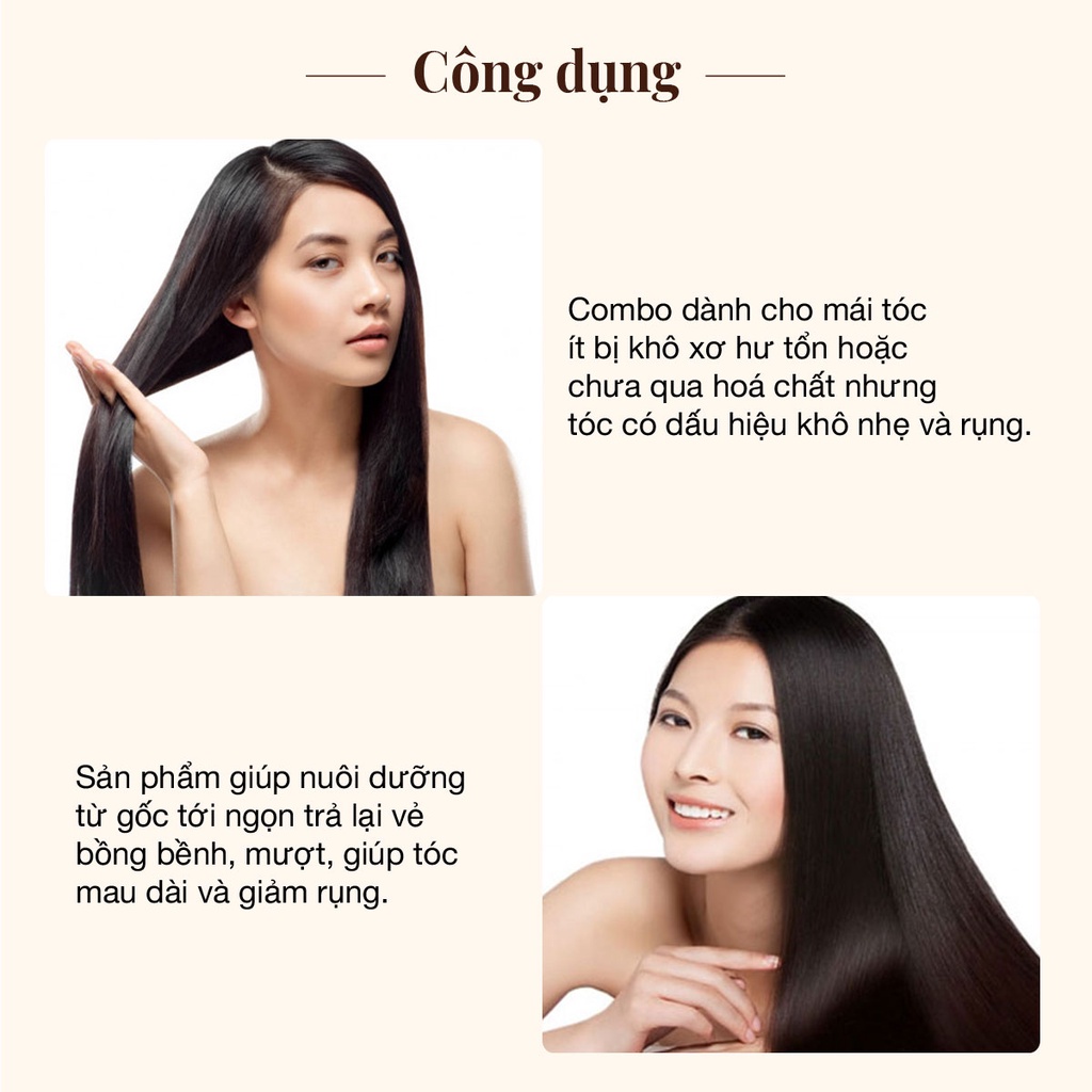 Bộ gội ủ dưỡng bóng giảm rụng cho da đầu và mái tóc khỏe đẹp óng ả combo10 vyvyhaircare V 530ml