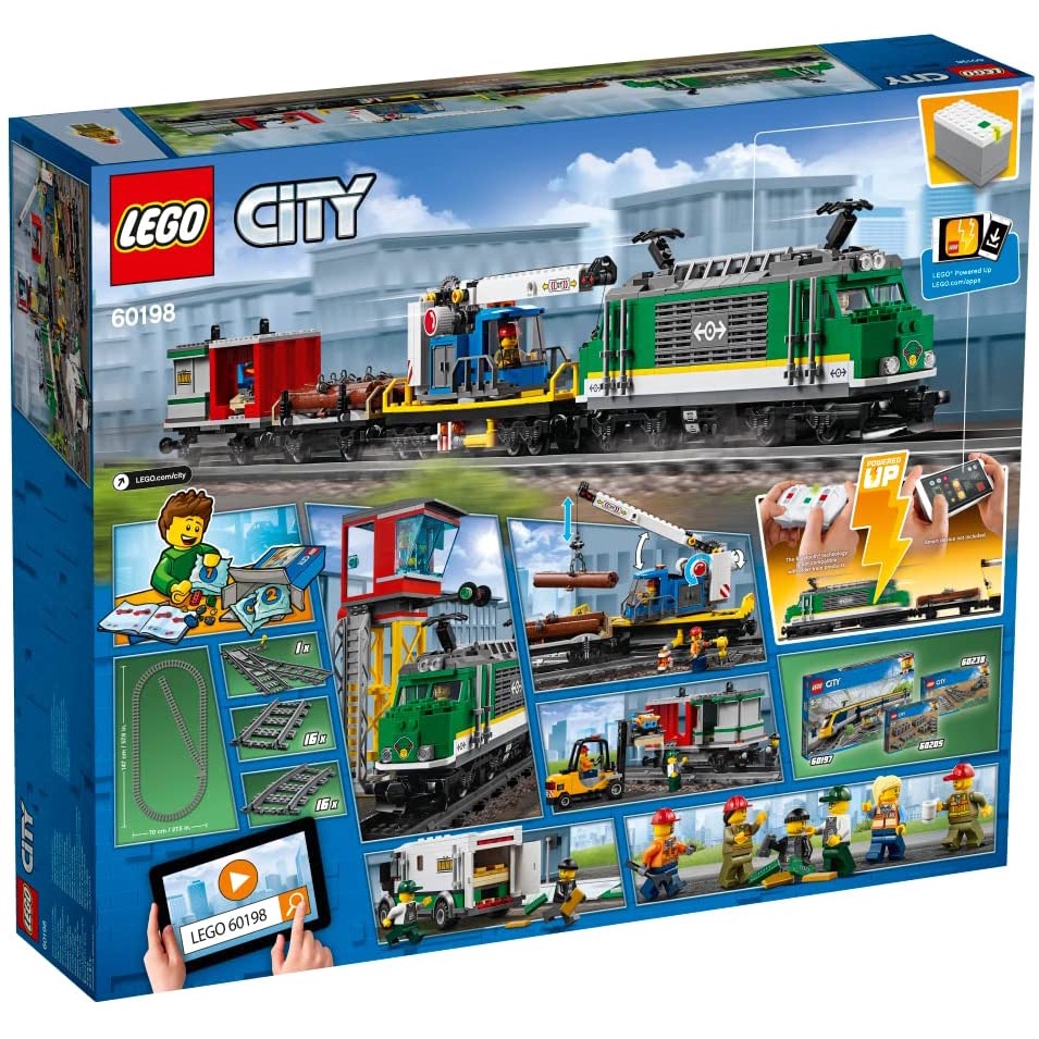Đồ chơi lego city tàu hỏa chở hàng hóa mã 60198 - tặng kèm set lego con hổ mini