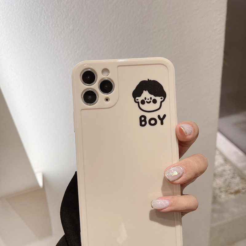 ốp iphone 11 Ốp lưng silicon hình cô bé / cậu bé cho iphone 11 12 pro max 12 mini 11 Pro Max X Xr Xs Max 7 8 Plus Se 2020 13 pro max 13 mini