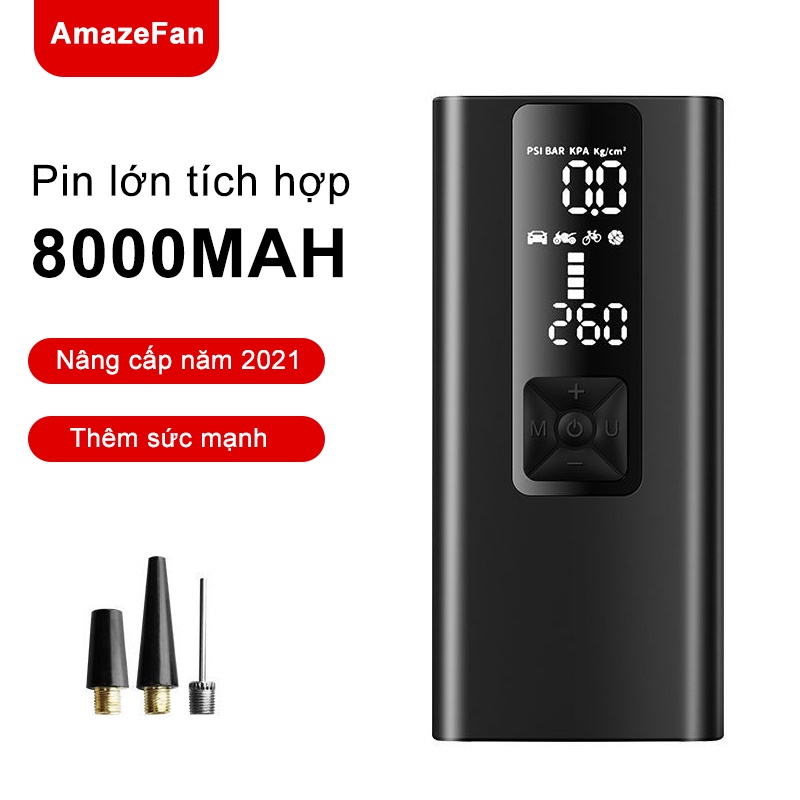 Máy bơm hơi điện AmazeFan CQB-106 không dây kích thước nhỏ gọn cho lốp xe ô tô