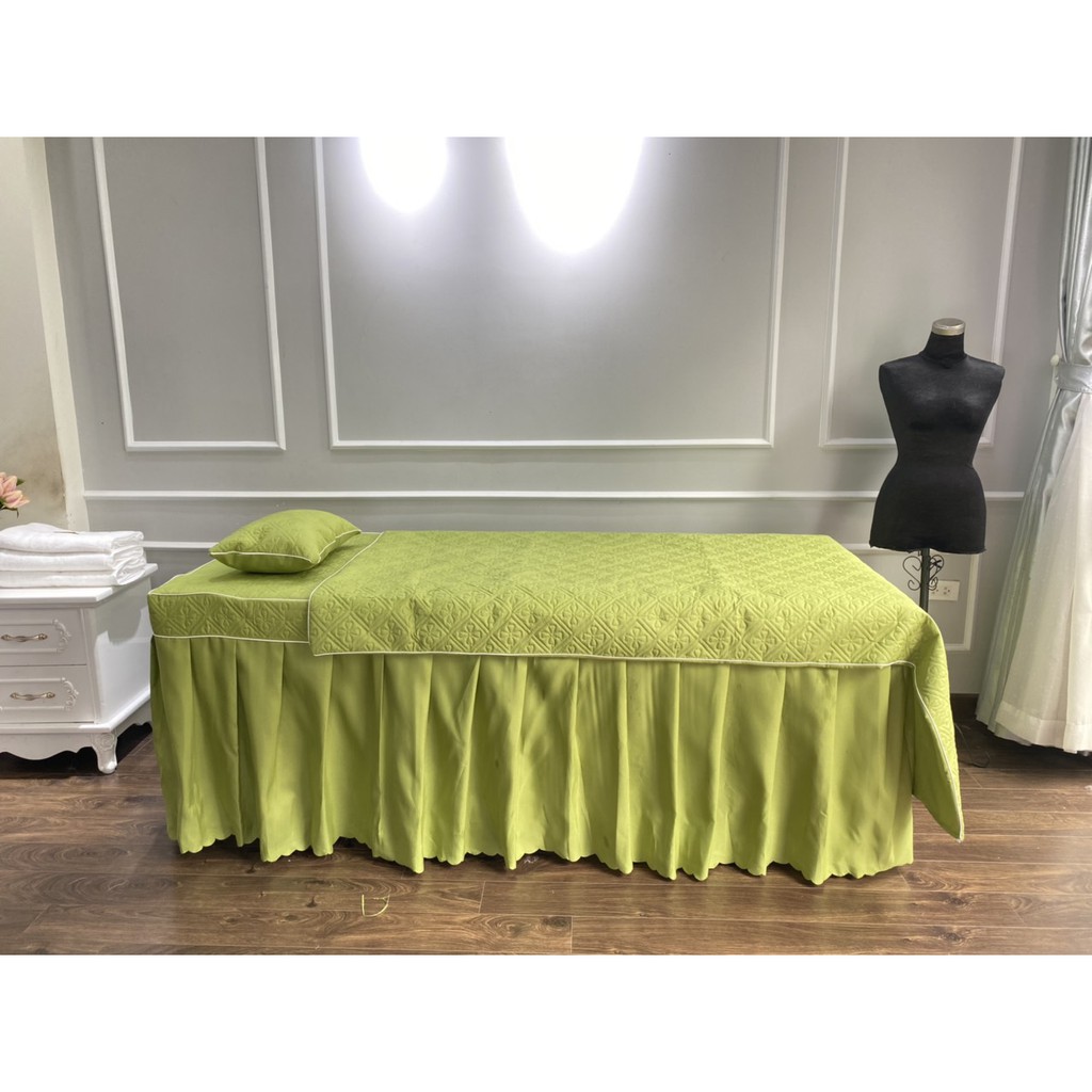 Bộ ga poly cho giường spa, giường mi, phun xăm may& khoét lỗ theo yêu cầu
