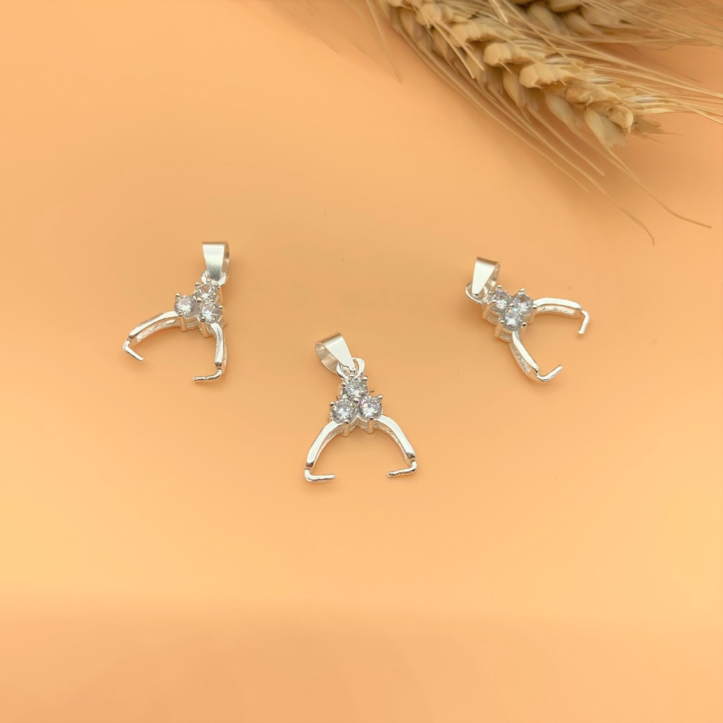 Phôi mặt dây chuyền móc hạt hoặc lu thống - Charm bạc 925 - Mã CB435