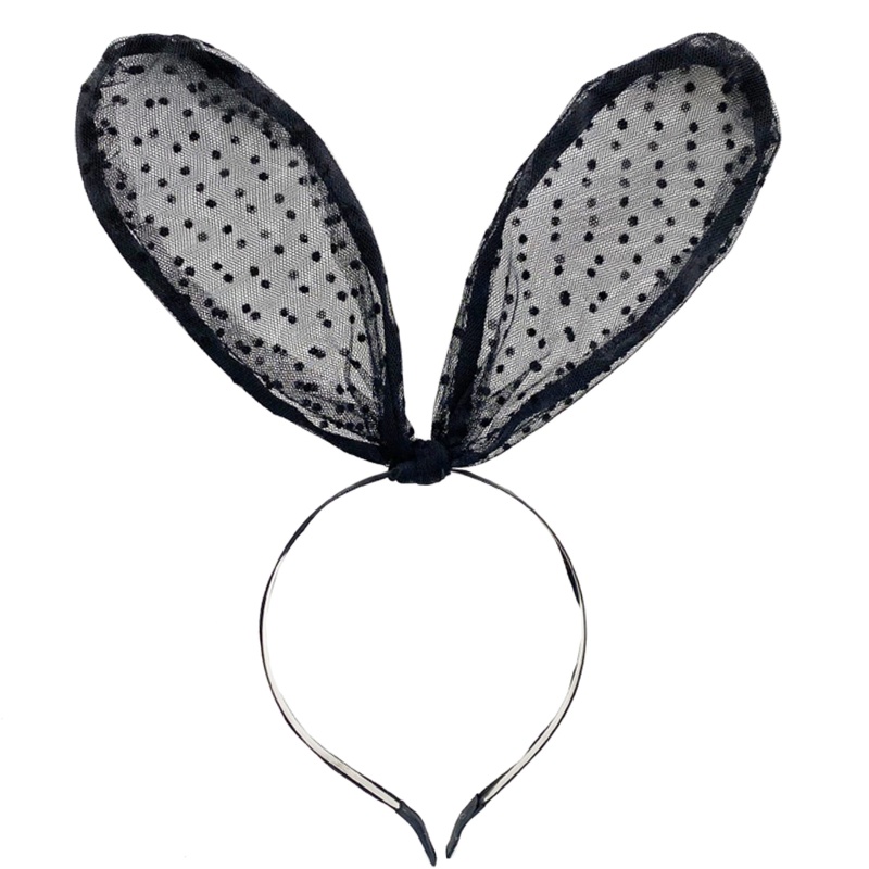 Băng Đô Tai Thỏ Họa Tiết Chấm Bi Phối Ren Hóa Trang Phục Sinh Dành Cho Người Lớn