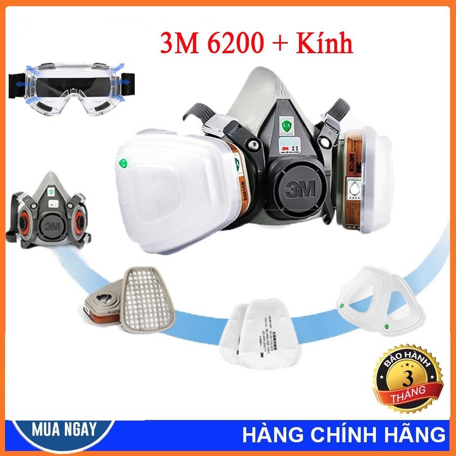 Mặt Nạ Phun Thuốc 3M 6200, Mặt Nạ Phòng Độc 3M 8 Chi Tiết Sử Dụng Phun Sơn PU, Chống Bụi Mịn, Mùi Thuốc Sâu