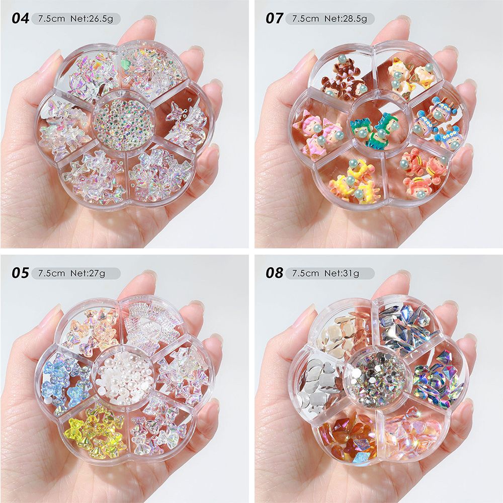 Bộ Phụ Kiện Hạt Kim Loại Hình Nơ Đính Trang Trí Móng Tay DIY|Gấu Aurora 3D|Ngọc Trai