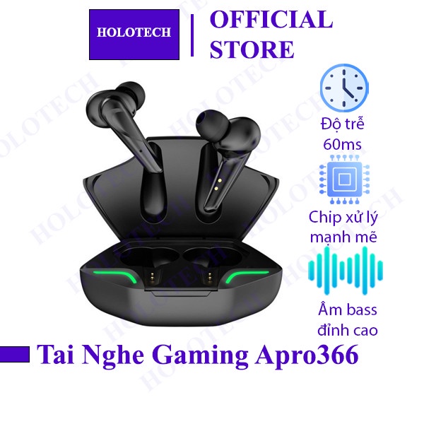 Tai nghe không dây Gaming Apro 366 TWS bluetooth 5.0 độ trễ thấp khi chơi game, đàm thoại 2 tai, âm bass sâu lắng