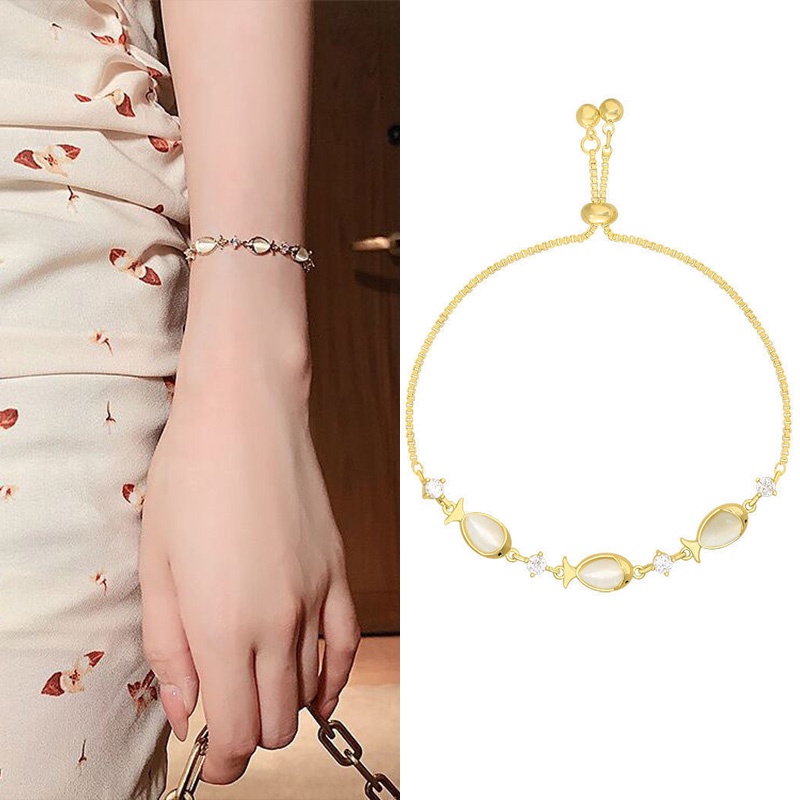 Vòng Tay Đá Opal Hình Trái Tim Phong Cách Hàn Quốc Có Thể Điều Chỉnh Đơn Giản Thời Trang Mới
