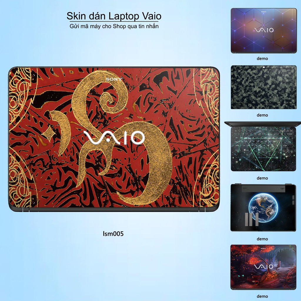 Skin dán Laptop Sony Vaio in hình Biểu Tượng Om Vàng - lsm005 (inbox mã máy cho Shop)