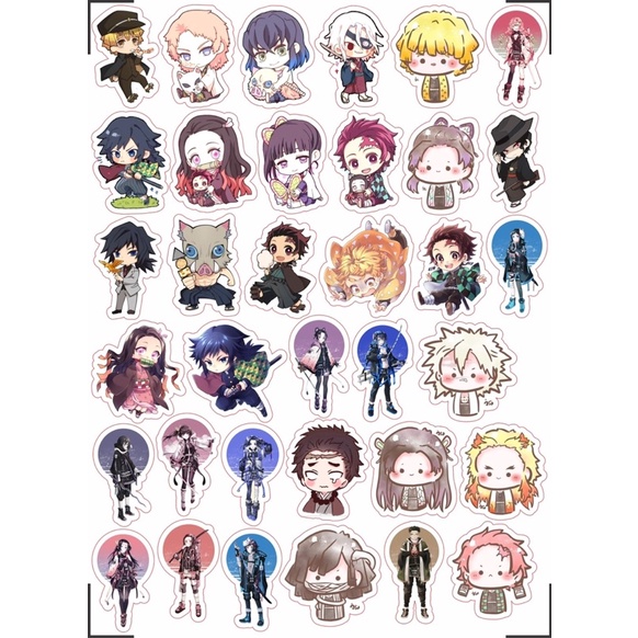 Sticker kimetsu no yaiba 30-60 cái ép lụa/hình dán anime kimetsu no yaiba