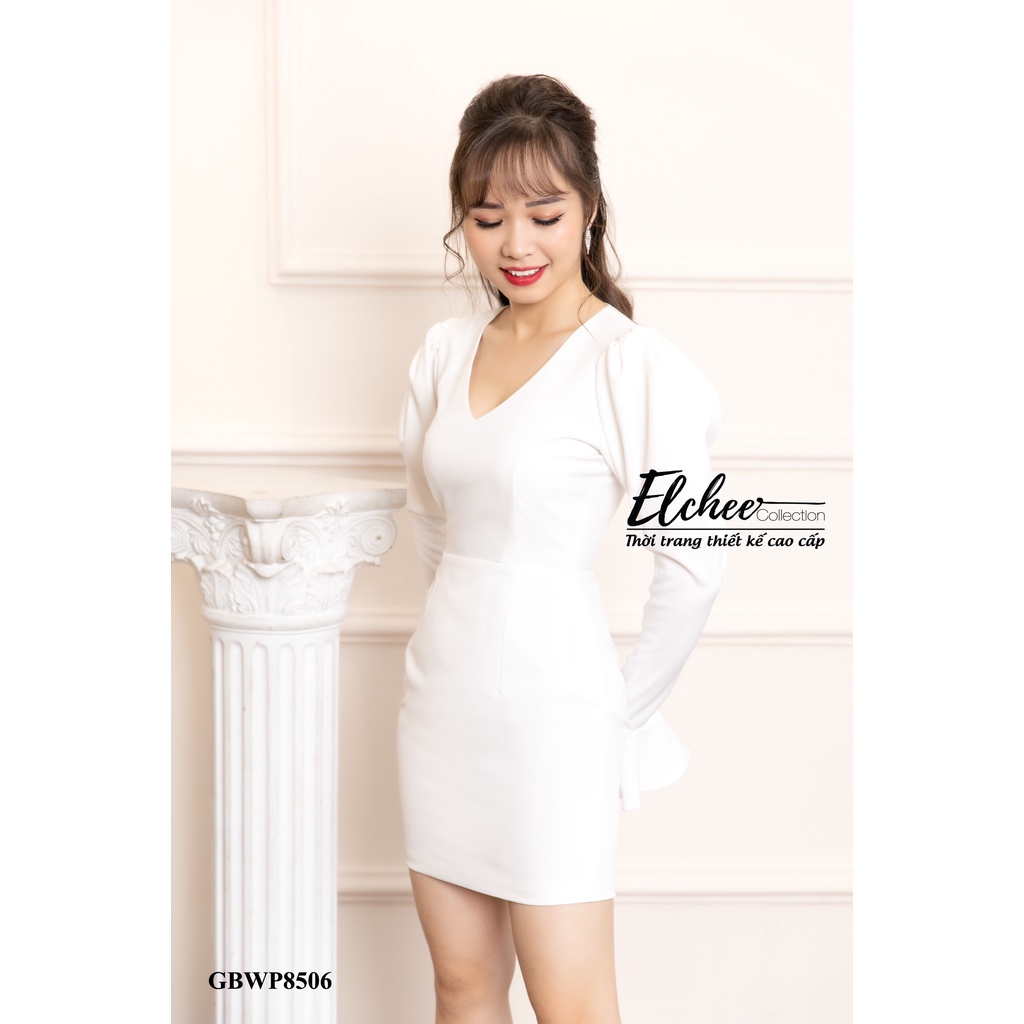 Đầm Body Tay Xòe - Đầm body trắng tay dài xòe hai lớp thiết kế cao cấp Elchee Collection | BigBuy360 - bigbuy360.vn