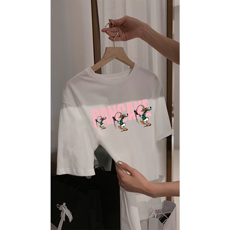 HIIXIIVI Áo Thun 100% cotton Tay Ngắn Cổ Tròn In Hình Hoàng Hôn Thời Trang Mùa Hè Phong Cách Hàn Quốc Cho Nữ 2022