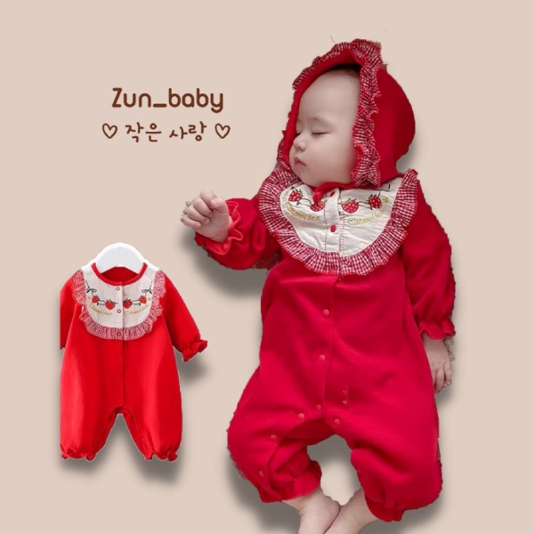 Bộ Bodysuit Tết Cho Bé Kèm Mũ, Body Tết Cho Bé Chất Vải Mịn Đẹp Không Gây Kích Ứng Da Zunbaby - z28