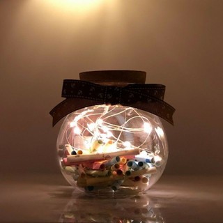 LỌ THUỶ TINH TRÒN ĐỰNG SAO GIẤY ( tặng kèm đèn led+ dây cói cho lọ size vừa và to)