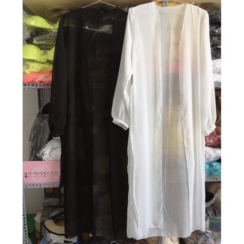 Áo Khoác Kimono Đi Biển Dáng Dài Hai Màu, Áo Choàng Bikini Voan Tay Kiểu [Ảnh Chụp Thật] - OK009  ྇
