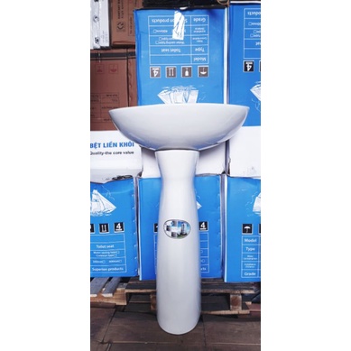 Chậu lavabo 3 lỗ  vòi nóng lạnh đủ phụ kiện Thái Bình kích thước  có giá đỡ chưa bao gồm chân chậu