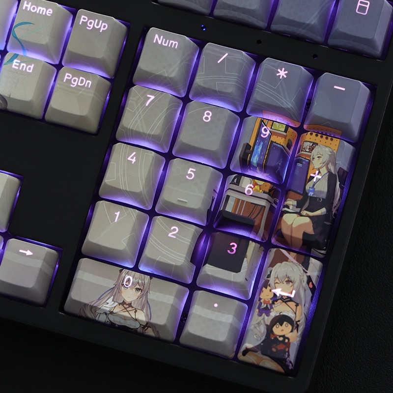 Honkai Impact 3 theme keycap keycap Kiana Kaslana Valkyrie Anime keycap Hồ sơ OEM PBT Dye-thăng hoa bàn phím cơ học keycap xuyên suốt Ánh sáng 108 phím