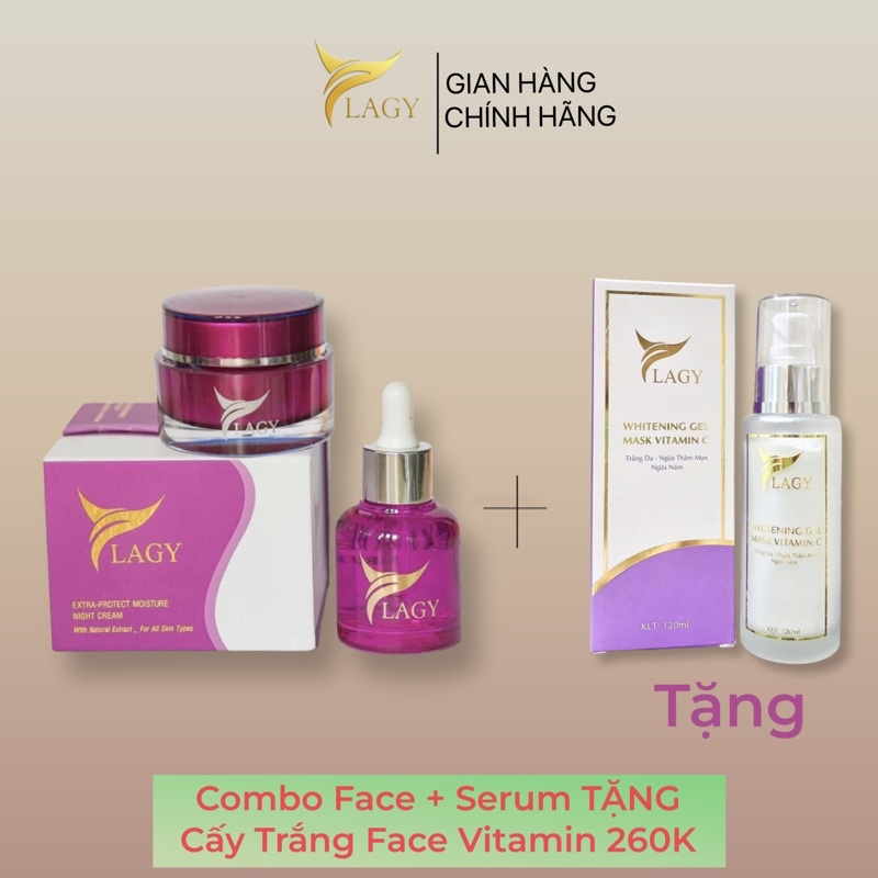 Combo YLAGY Gồm Kem Face + Serum giúp da hết mụn, nám, tàn nhang, dưỡng da trắng mịn
