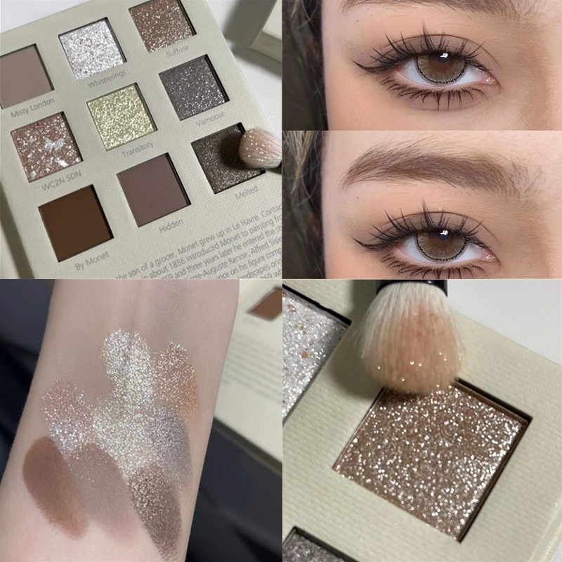 Bảng Phấn Mắt MUGE LEEN Tông Nhũ Và Lì Lâu Trôi 9 Màu