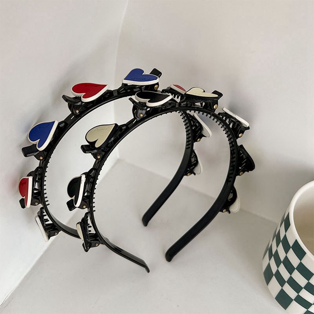 LILYES Sweet Women Hair Hoop Headwear Heart Headband Korean Hairbands Girl Hairclip For Girls Love Toothed Clip Bangs Hairpin Simple Braided Hair Clip