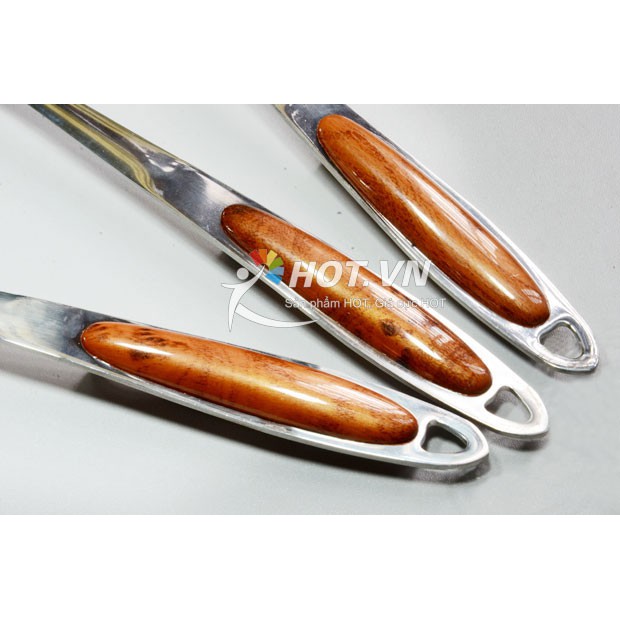 Vá Múc Canh Inox 304 Cán Vân Gỗ 10cm [ KT: 28cm X 7.5cm ]