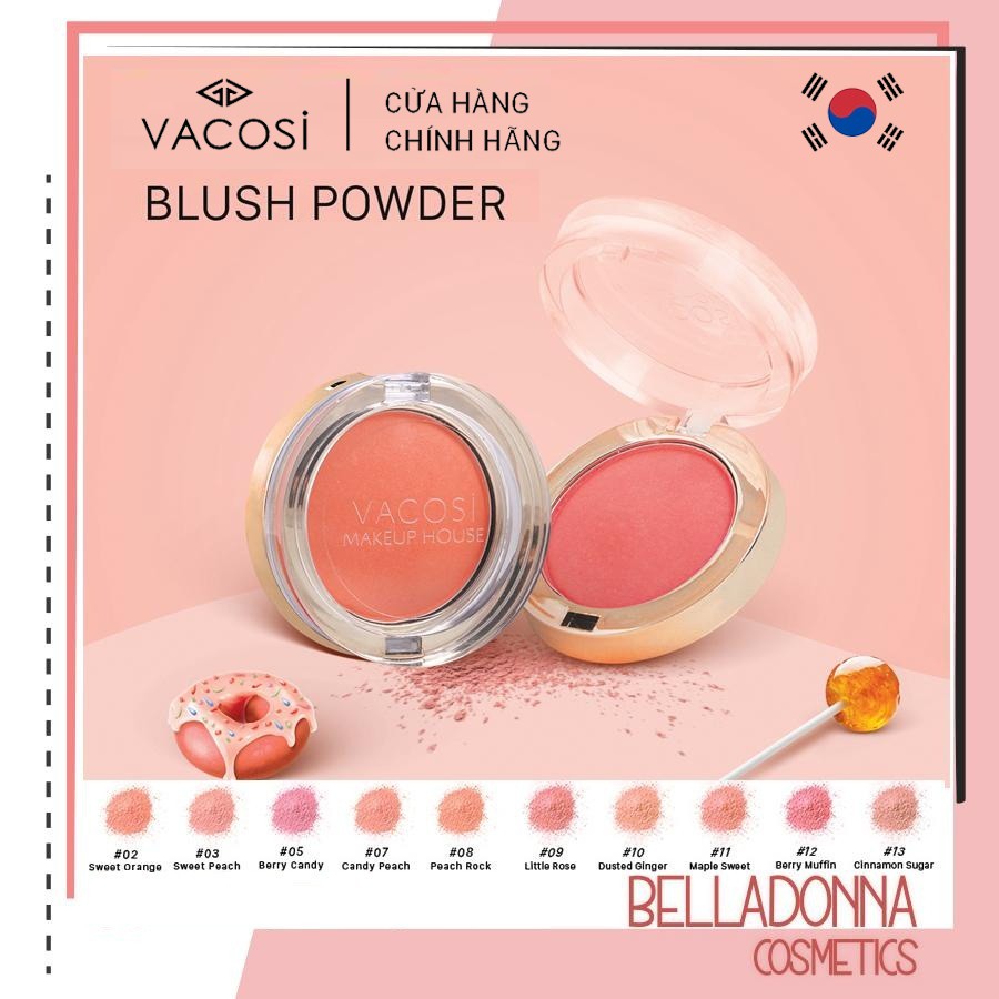 [HÀNG CHÍNH HÃNG] Phấn Má Hồng Dạng Hộp Vacosi LOLIPOP BLUSH POWDER 5g