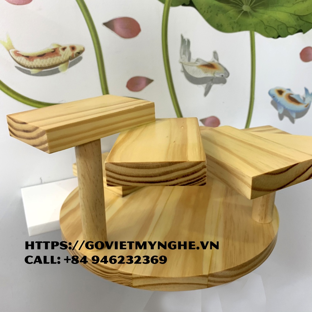 Khay sushi gỗ trang trí món ăn sushi - BBQ Nhật Bản hình bậc thang 8 tầng- Gỗ thông nhập khẩu