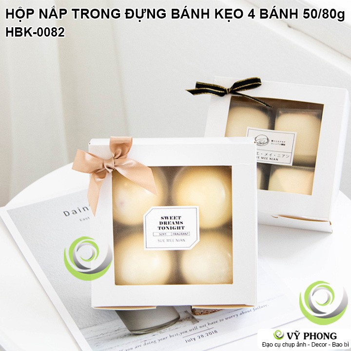 SET 5 HỘP GIẤY VUÔNG NẮP TRONG SUỐT ĐỰNG BÁNH KẸO ĐỰNG ĐƯỢC KHOẢNG 4 BÁNH 50/80g HBK-0082 | BigBuy360 - bigbuy360.vn