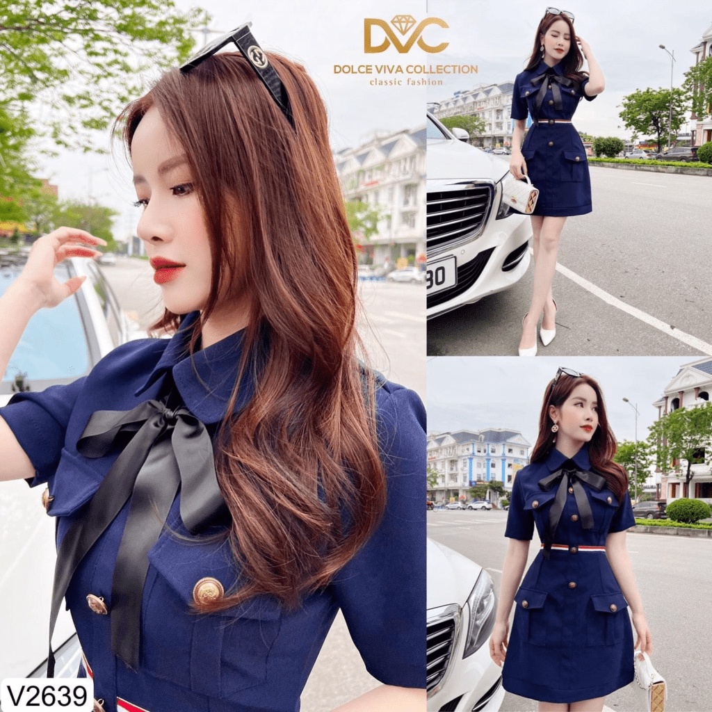 Đầm nữ dự tiệc cột nơ đính nút sang trọng nổi bật siêu xinh - tiểu thư hàn quốc dành cho các quý chị em KOKO MI FA