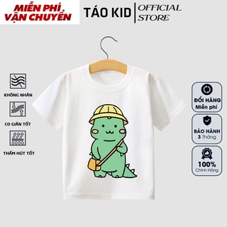 Áo thun bé trai bé gái cộc tay Táo Kid chất cotton in hình Khủng Long Đi Học từ 0 đến 10 tuổi hàng VNXK TA07