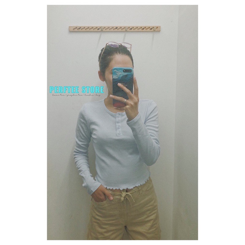 Áo croptop tay dài F21 line xoăn cho nữ form ôm body thun dày vừa |𝙋𝙀𝙍𝙁𝙏𝙀𝙀|
