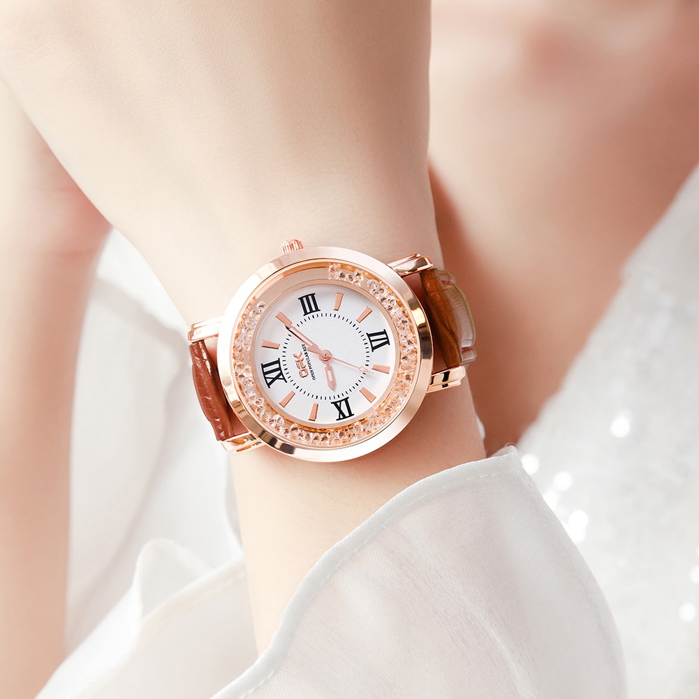Đồng hồ nữ OPK 8611 dây da đẹp không thấm nước màu nâu/ trắng/ đen/ đỏ/ hồng | BigBuy360 - bigbuy360.vn