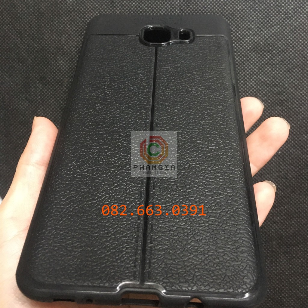 Ốp lưng dẻo đen Samsung c9 vân da sang trọng