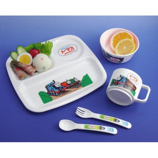 Bộ khay ăn kèm bát, cốc, thìa, dĩa hình Kitty và Thomas hàng Nhật