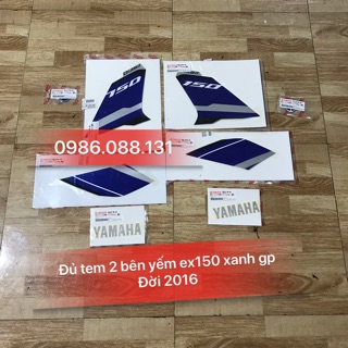 Đủ bộ tem yếm 2 bên ex150 xanh gp 2016 zin chính hãng