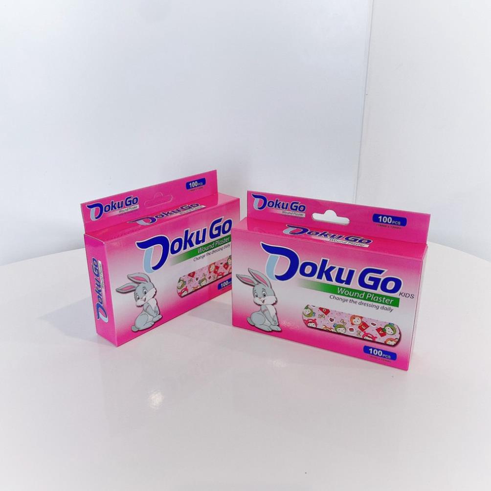 Băng keo cá nhân họa tiết DOKUGO - Hộp 100 miếng dễ thương - bé thích mê - Bán lẻ 1 bìa 5 miếng