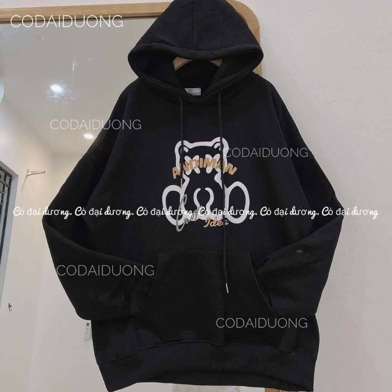 Áo hoodie from rộng [CÓ ẢNH THẬT] chất nỉ ngoại cao cấp Gấu ngồi