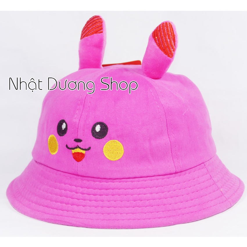 Mũ rộng vành trẻ em hình Pikachu dễ thương - Vàng, Đỏ, Kem, Hồng chất liệu vải nhung cao cấp rất đẹp cho bé