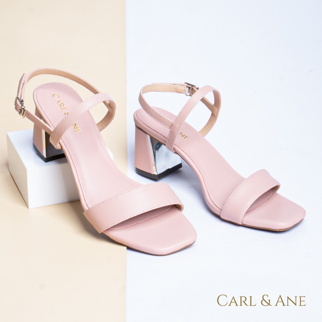 Carl &amp; Ane - Giày sandal thời trang nữ phối quai ngang đơn giản cao 7cm màu nude _ CS005